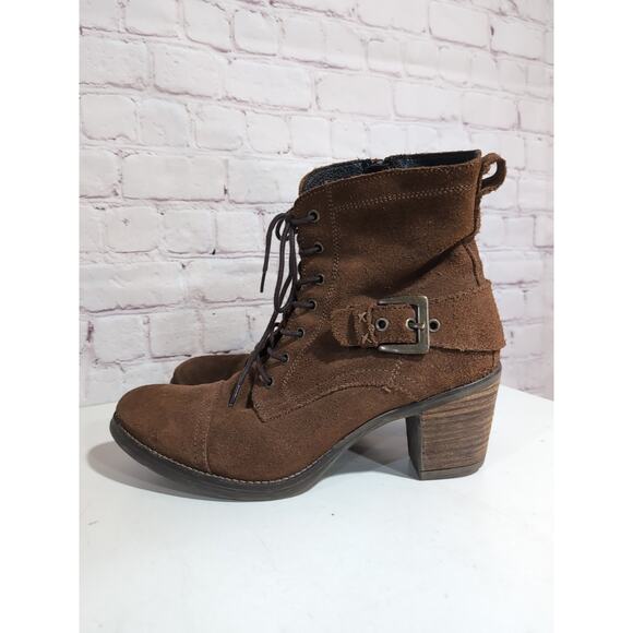 Taos Laka Boots Womens Brown Rugged Leather Suede Zip Lace Up Cap Toe Sz 10.5/41 - Picture 4 of 12